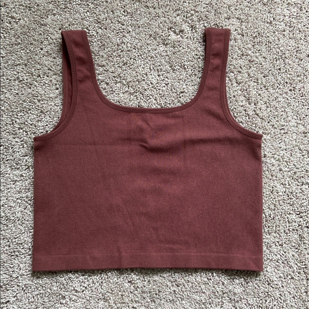 c’est moi • Chestnut Fine Ribbed Cropped Bamboo Tank